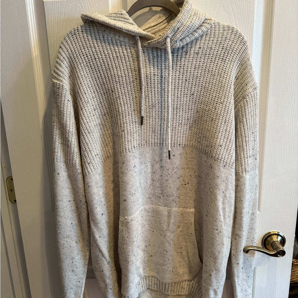 Men's Beige Knit Hooded Sweater
